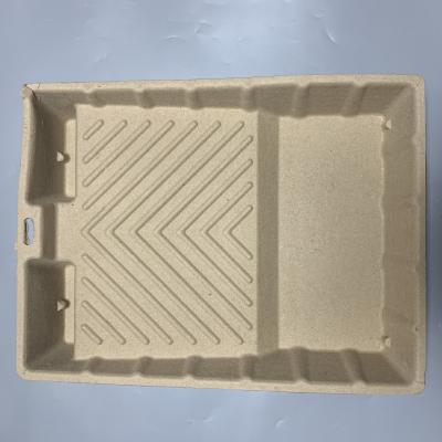 Biodegradable recycled paper pulp molded roller paint tray